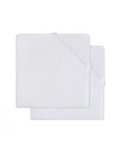 Lot de 2 Draps housse en coton blanc 70x140cm