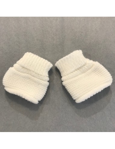 Bottons Chaussons de naissance en tricot Blanc