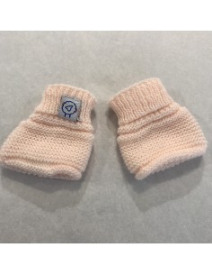 Bottons Chaussons de naissance en tricot Rose poudre