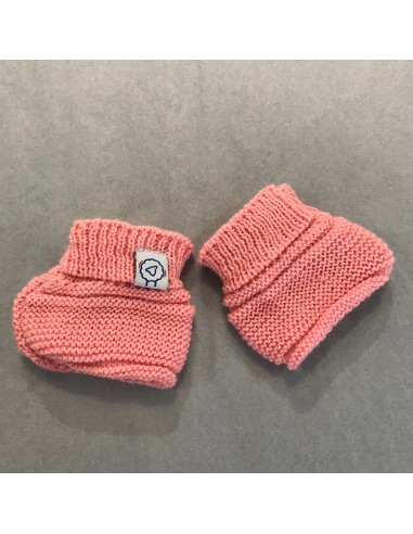 Bottons Chaussons de naissance en tricot Rose pêche