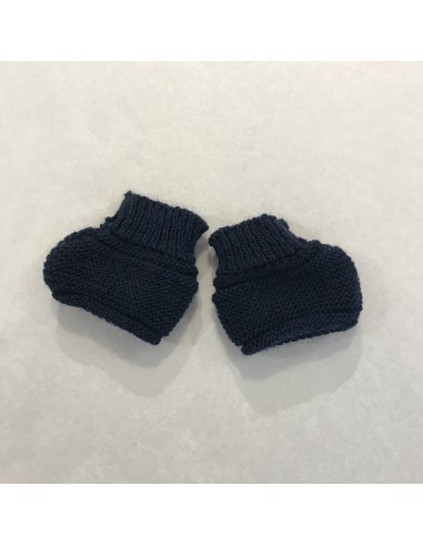 Bottons Chaussons de naissance en tricot Bleu Marine