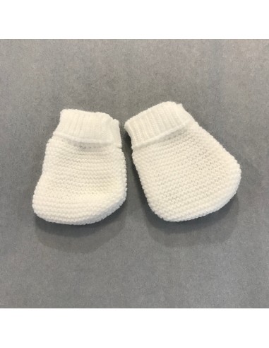 Moufles de naissance en tricot Blanc