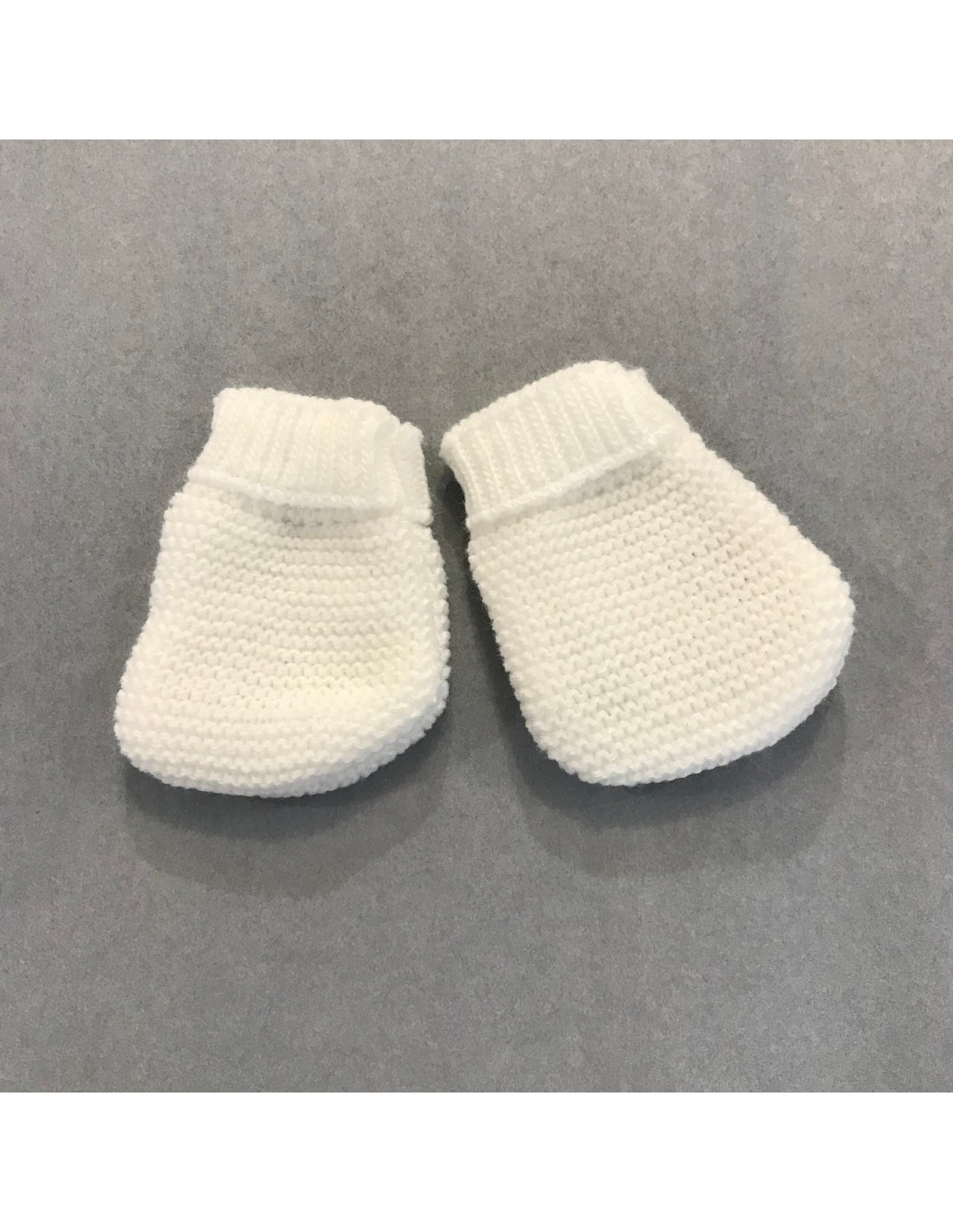 Moufles de naissance en tricot Blanc