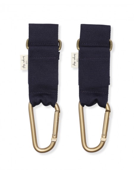 Set de 2 crochets mousqueton d'attache avec sangle pour poussette Marine