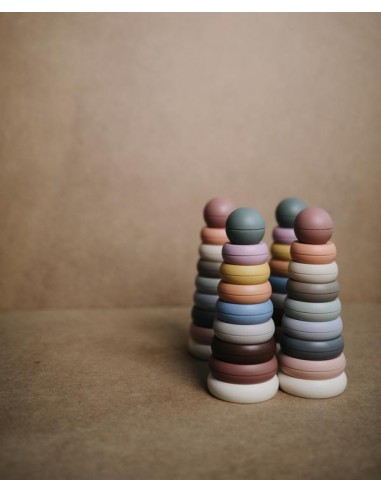 Jouet Tour Anneaux empilables Mushie Rainbow