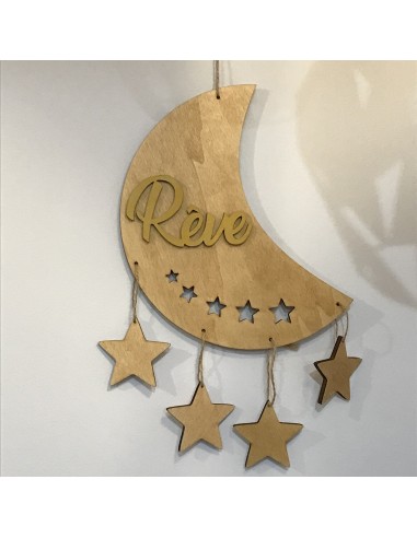 Décoration murale Lune en bois "Rêve"