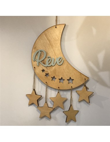 Décoration murale Lune en bois "Rêve"