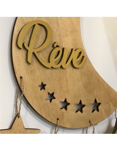 Décoration murale Lune en bois "Rêve"