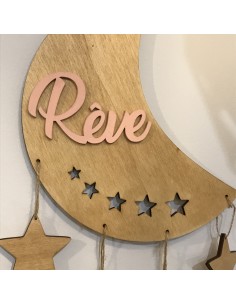 Décoration murale Lune en bois "Rêve" 2
