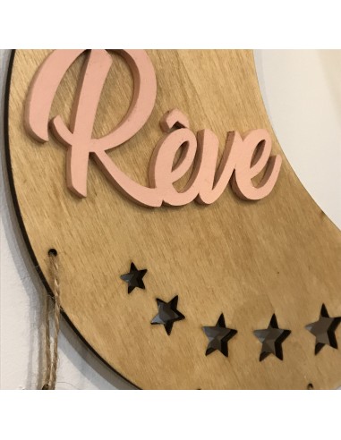 Décoration murale Lune en bois "Rêve"