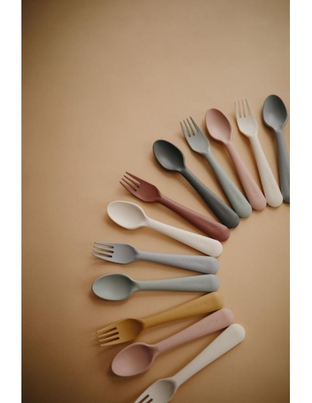 Sans BPA Fabriquée au Danemark Fourchette et Cuillère Bébé Enfant Ensemble de Couverts Blush Service de vaisselle pour enfants 