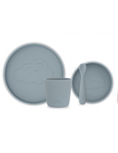 Set de vaisselle 4 pièces en silicone Gris Nuage