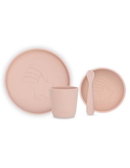 Set de vaisselle 4 pièces en silicone Rose étoile filante