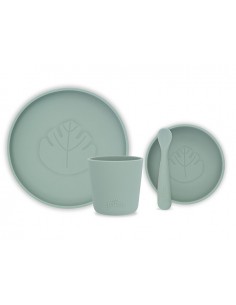 Set de vaisselle 4 pièces en silicone Vert Feuille monstera