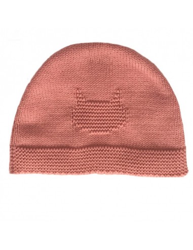 Bonnet Chat en tricot Vieux Rose coton biologique