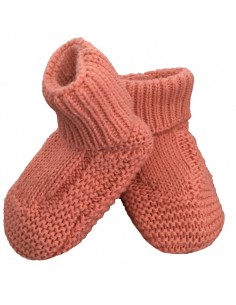 Bottons Chaussons Chat de naissance en tricot Vieux Rose...