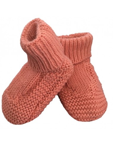 Bottons Chaussons Chat de naissance en tricot Vieux Rose Coton biologique