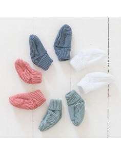 Bottons Chaussons Chat de naissance en tricot Vieux Rose... 2