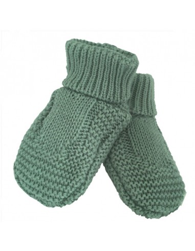 Bottons Chaussons Chat de naissance en tricot Vert Coton biologique