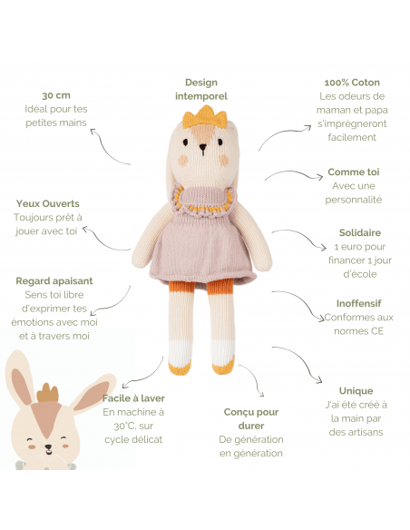 Doudou Lapin Qori LeroLero - Doudou émotionnel & solidaire