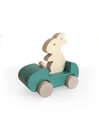 Voiture & Lapin en bois Bunny Car Turquoise