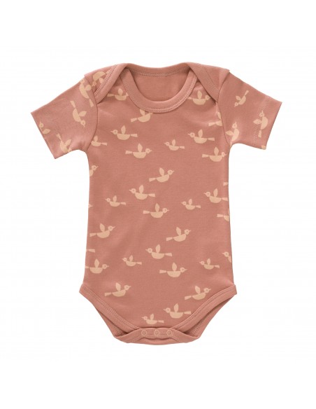 Body manches courtes Vieux Rose oiseaux