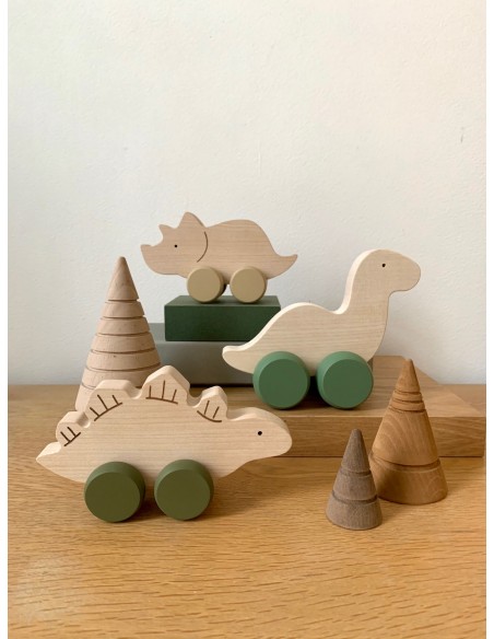 Jouet en bois à pousser Dinosaure Stégosaure