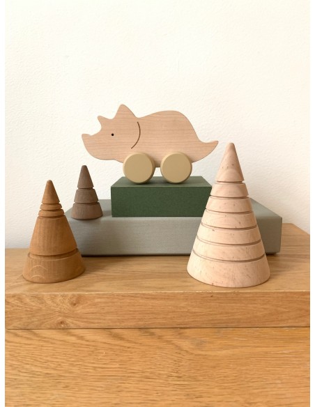 Jouet en bois à pousser Dinosaure Tricératops