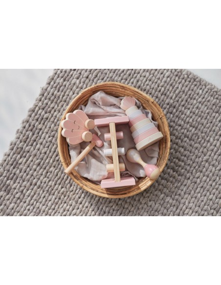 Tour pyramide empilable coquillage en bois Rose et Blanc