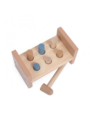 Banc de marteau & clous en bois Bleu et Caramel