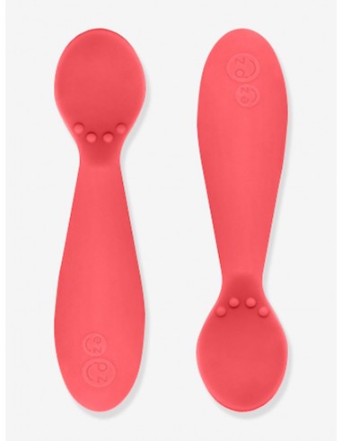 Mini Cuillères (x2) d'apprentissage en silicone souple Corail