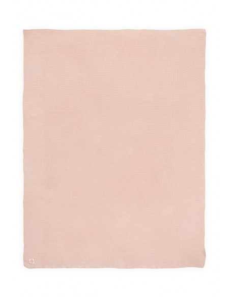 Couverture en maille tricotée et Polaire Rose pâle 75x100cm Basic