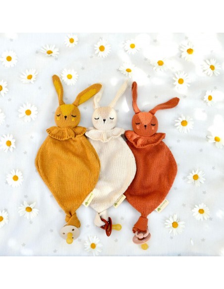 Doudou Plat Lapin Crème en coton biologique