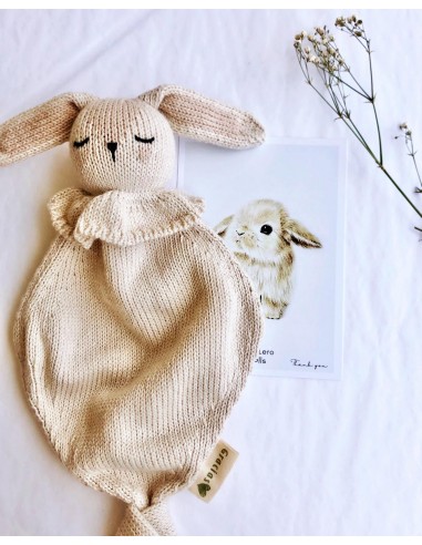 Doudou Plat Lapin Crème en coton biologique