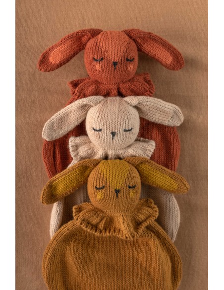 Doudou Plat Lapin Terracotta en coton biologique