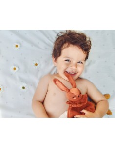 Doudou Plat Lapin Terracotta en coton biologique 2