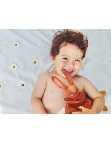 Doudou Plat Lapin Terracotta en coton biologique