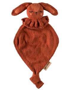 Doudou Plat Lapin Terracotta en coton biologique