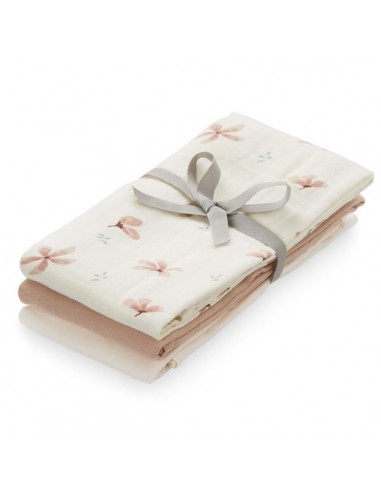 Lot de 3 Langes assortis Windflower Crème et Rose Rose