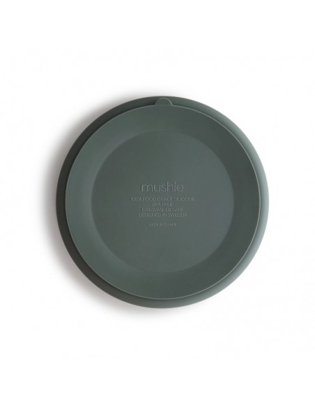 Assiette à compartiments Mushie en silicone souple anti-glisse Vert dried thyme