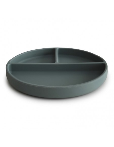 Assiette à compartiments Mushie en silicone souple anti-glisse Vert dried thyme