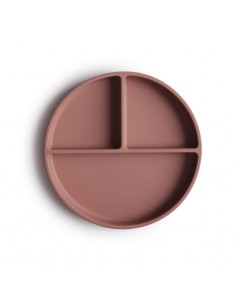 Assiette à compartiments Mushie en silicone souple...