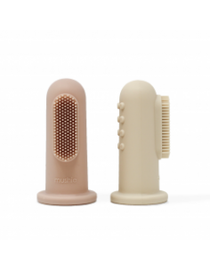 Premières brosses à dents Mushie Rose & Crème