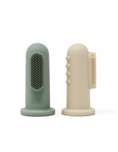 Premières brosses à dents Mushie Vert & Crème