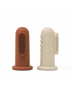 Premières brosses à dents Mushie Terracotta & Crème