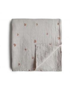 Grand Lange coton bio imprimé Arc en ciel Mushie 120x120cm
