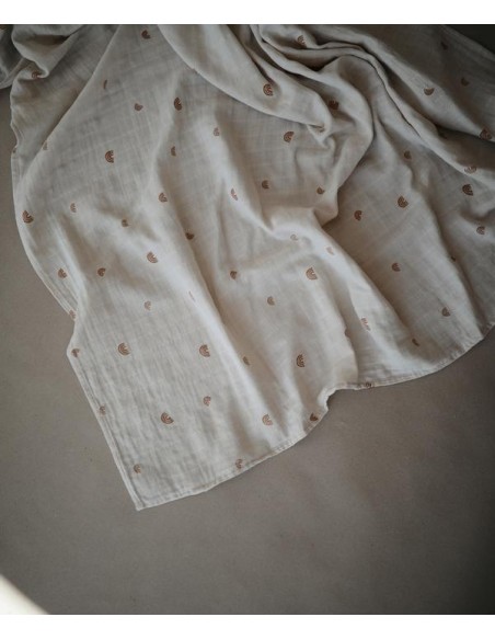 Grand Lange coton bio imprimé Arc en ciel Mushie 120x120cm