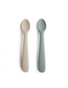Petites Cuillères Mushie (x2) en silicone souple Vert...