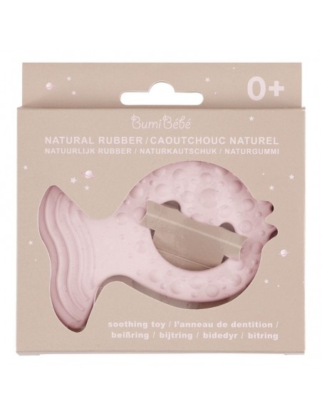 Jouet de dentition Hevea Poisson en caoutchouc naturel Rose