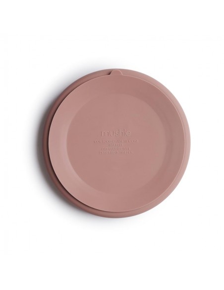 Assiette à compartiments Mushie en silicone souple anti-glisse Rose Blush